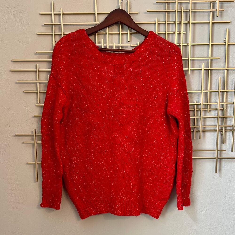 American Eagle Vintage Boyfriend Red Gold Metallic Sweater S